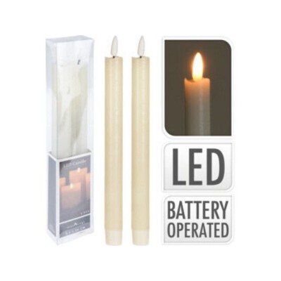 Led Dinerkaarsen - 2 stuks - creme wit - 24cm