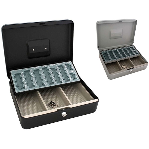Metalen Geldkist 30x24x9cm met munten-sorteerplateau