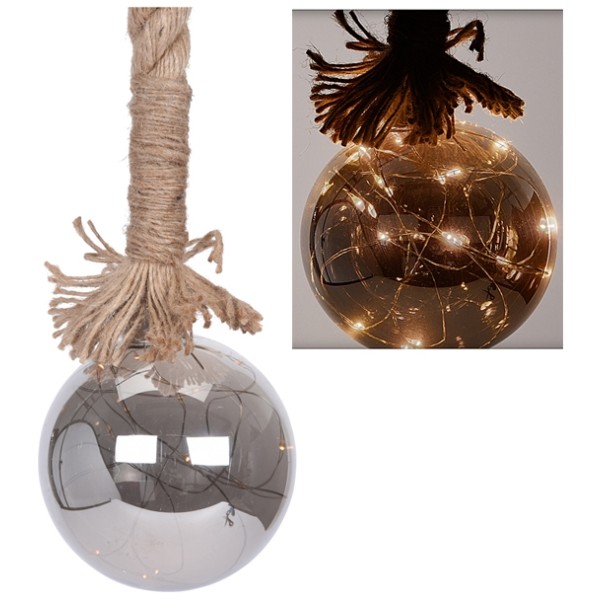 Glazen bal met 15 LED's - 10cm - met timer