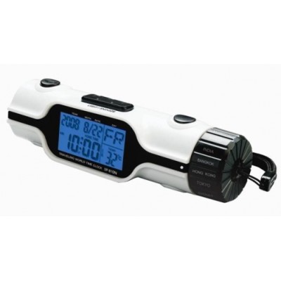 Wereld reisklok met lamp, alarm en temperatuurmeter