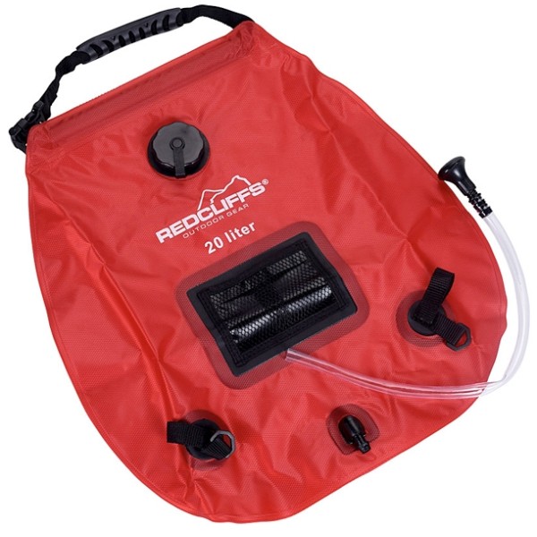 Campingdouche met thermometer - 20 liter - rood