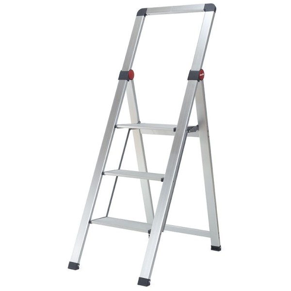 Duett Huishoudtrap Inklapbaar - 3 treden met beugel - Aluminium 