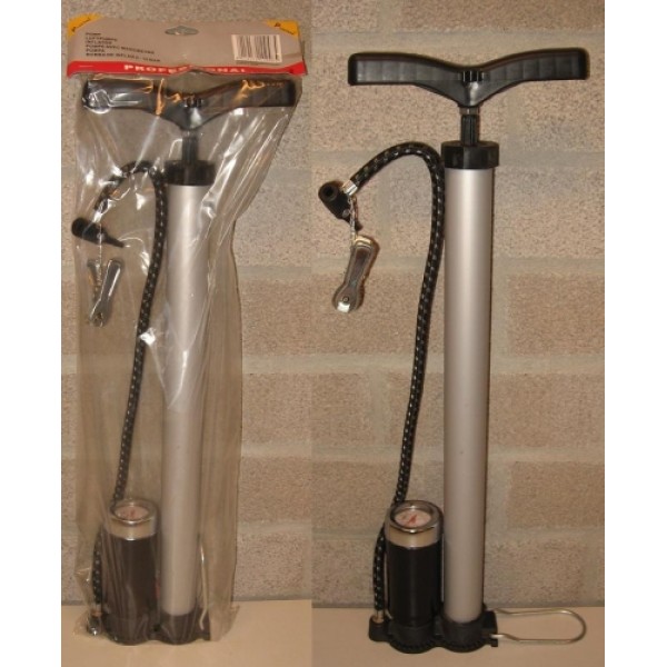 Aluminium fietspomp met meter voor fiets en auto