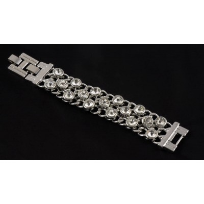 Mooie brede armband met 17 geslepen facet stenen