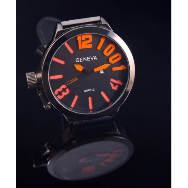 Geneva XXL herenhorloge oranje 
