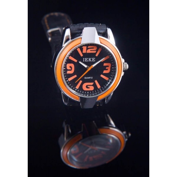 design sporthorloge met rubber band en oranje tinten