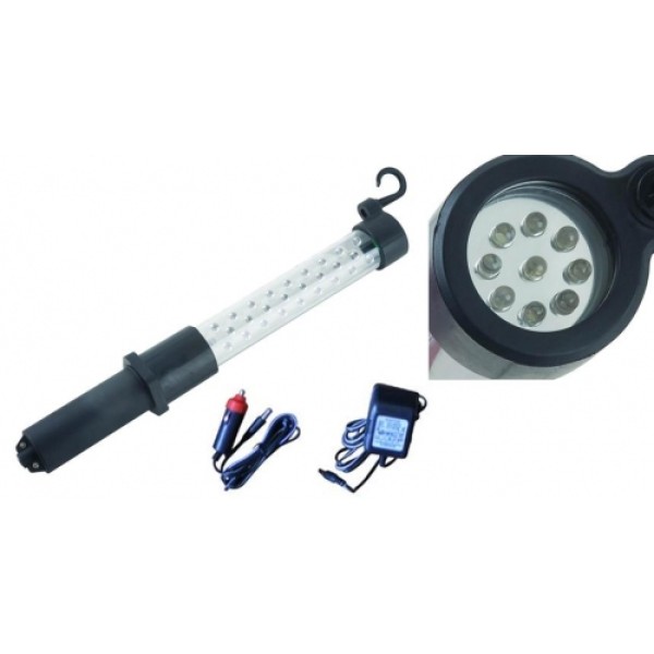 Oplaadbare LED loop-/zaklamp (27 + 9 HI power leds) vanaf 17,50