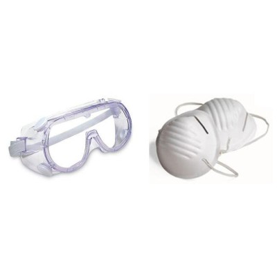 Set van twee veiligheidsbrillen en tien stofmaskers voor de klusser