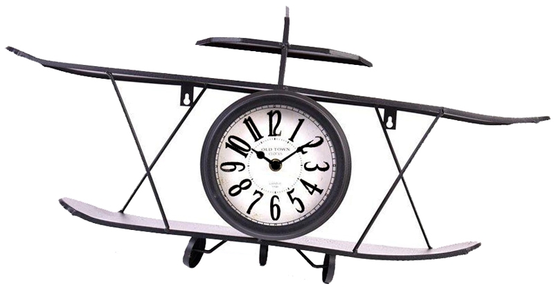 Retro klok dubbeldekker metaal - zwart - 64x16cm Retro klok dubbeldekker metaal - zwart - 64x16cm
