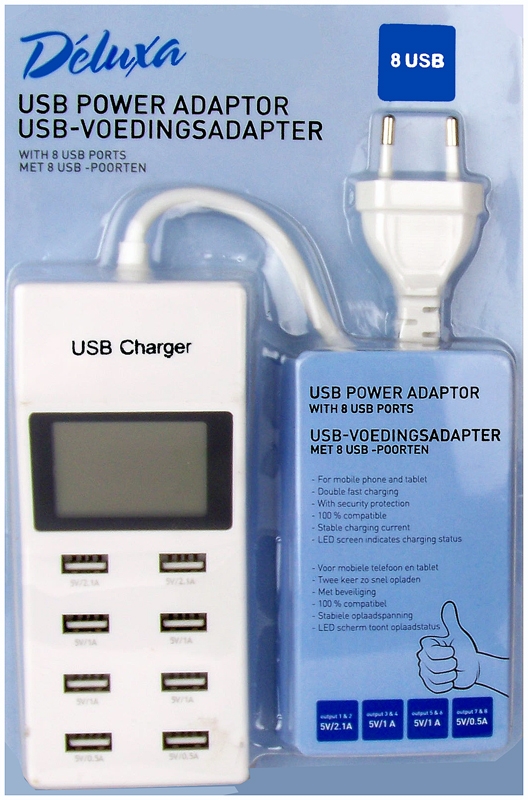 Snellader USB voor 8 apparaten (mobiel/tablet)