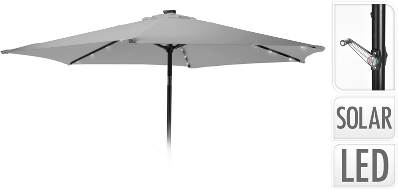 Parasol met verlichting - 270cm - licht grijs