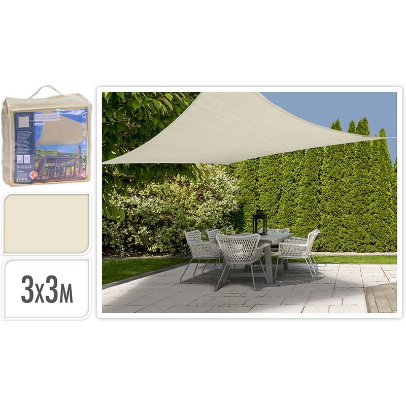 Schaduwdoek vierkant 3 x 3 meter - off white