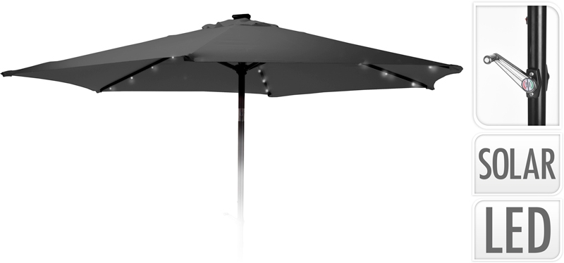 Parasol met verlichting - 270cm - antraciet