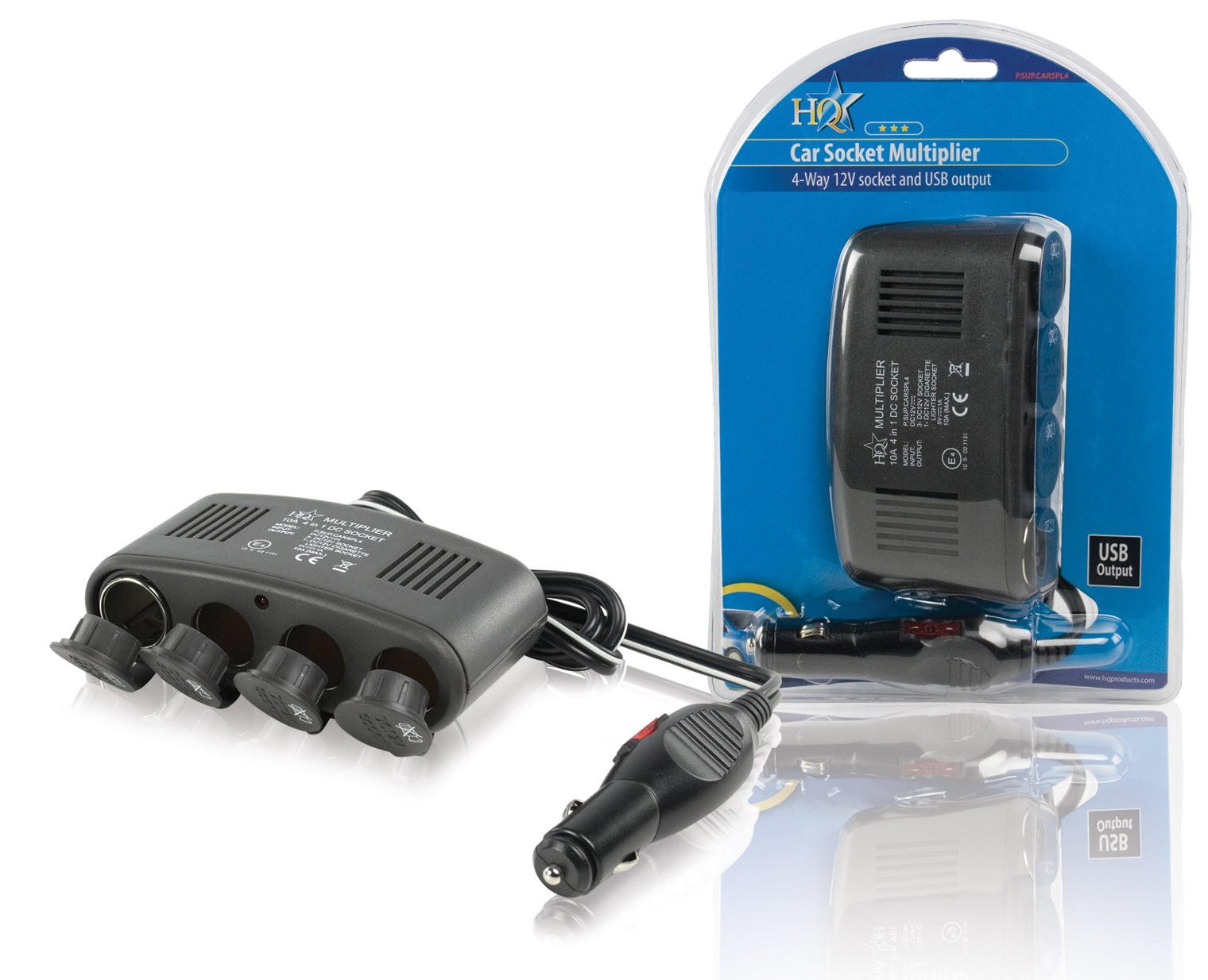 4-weg autoverdeeladapter 12 V + USB