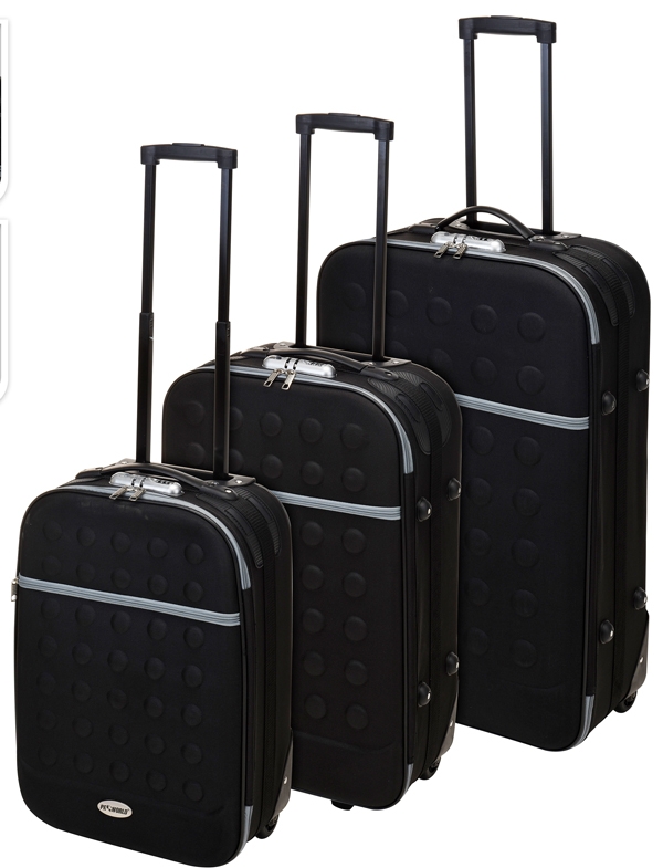 Luxe reiskofferset met slot 3-delig zwart