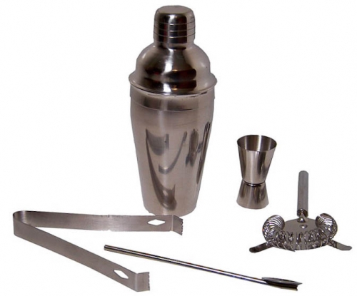 Mooie 5 delige RVS cocktailset Mooie 5 delige RVS cocktailset
