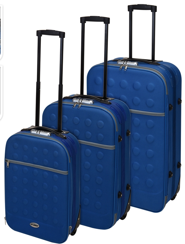 Reiskoffers met slot 3-delig blauw