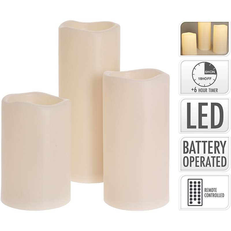 LED kaarsen - geschikt voor buiten - met timer - set van 3 LED kaarsen - geschikt voor buiten - met timer - set van 3
