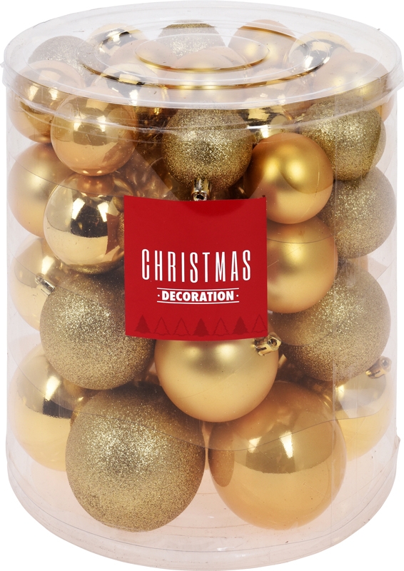 Kerstballenset - 44 stuks plastic - goud