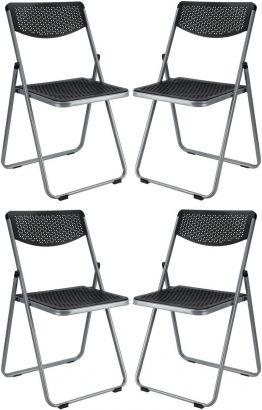 4 Delige Klapstoelenset – Zwart