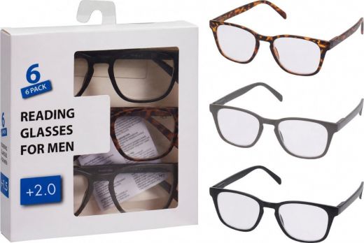 Leesbril +2.0 - set van 6 - Heren