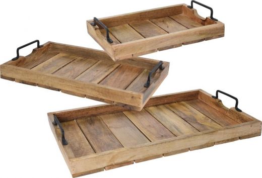 Dienbladen Mangohout - set van 3