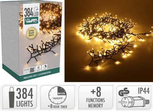 Treecluster Kerstboomverlichting - 384led - extra warm wit