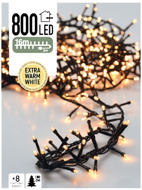 Kerstverlichting 800 LED's 16 meter warm wit - geschikt voor grote boom