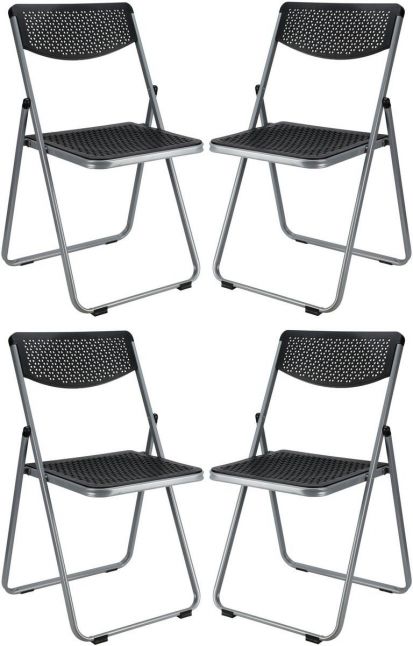 4 Delige Klapstoelenset – Zwart