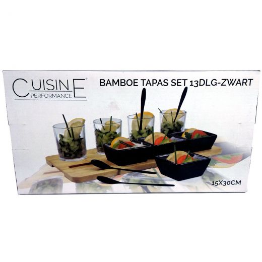 Serveerplank voor Tapas - Bamboe - 30x15 cm - 13-delig 