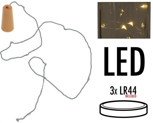 Kurk met 8 LED lampjes - 6 stuks