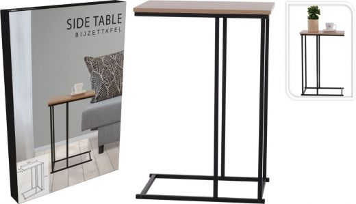 Bijzettafel - Banktafeltje - metaal en hout - 40x26xH58cm