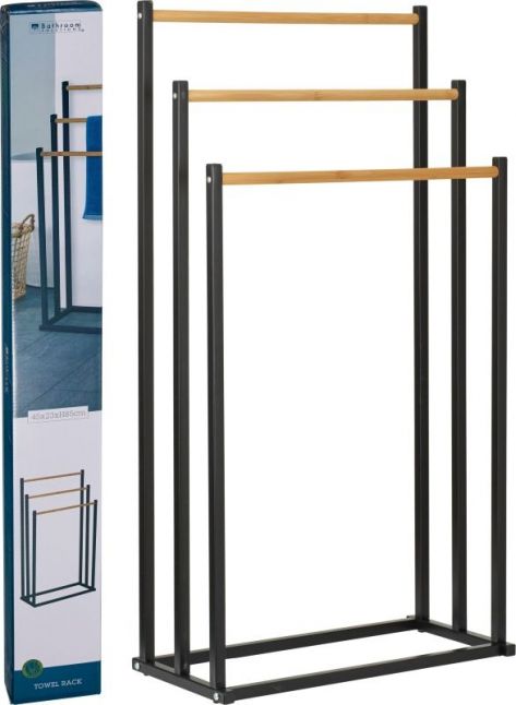Handdoekrek Metaal/Bamboe - 45x23x85 cm