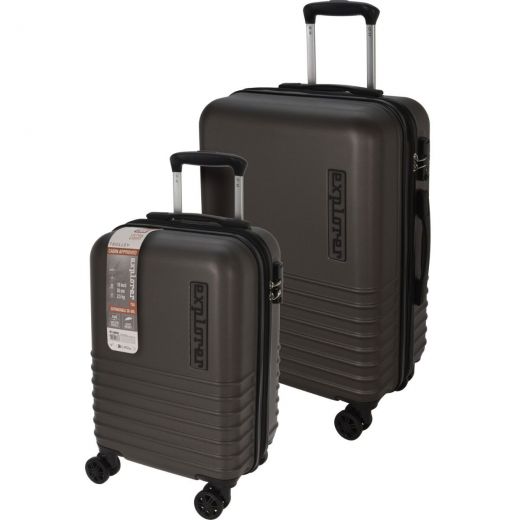 Explorer Kofferset - 2 Delig - 36L Handbagage + 60L Ruimbagage - TSA Slot - Expandable -Donkergrijs