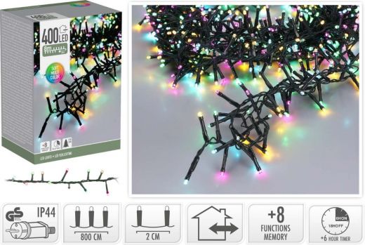 Microcluster -  8 Meter - 400 led - Soft Multi Colour - Kerst - Festival