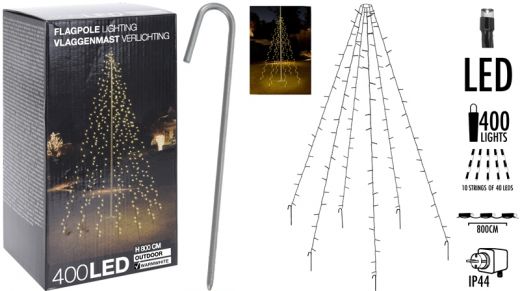Vlaggenmast verlichting 400 LED's - 800cm
