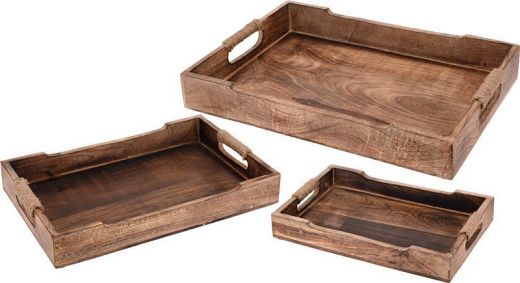 Luxe dienbladen set Mango hout - 3 delig