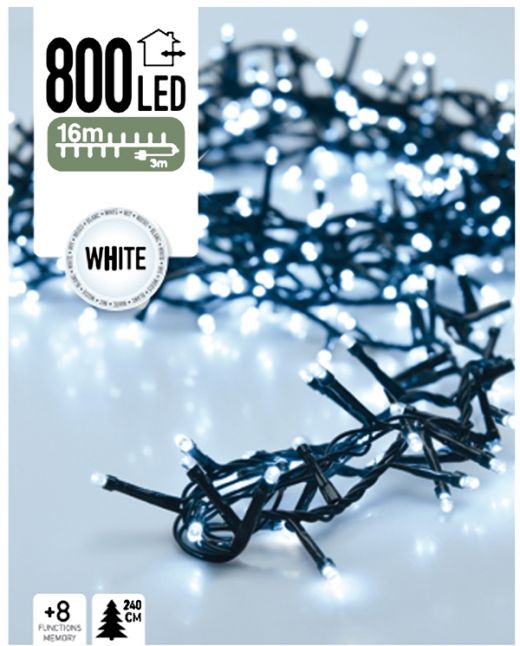Micro Cluster 800 LED's 16 meter wit