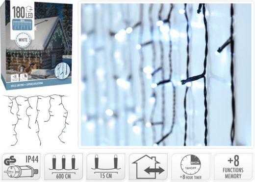 IJspegel verlichting - 180 LED - Wit - Timer - Lichtfuncties - Geheugen