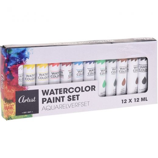 Aquarelverf in diverse kleuren 12ml - 12 tubes