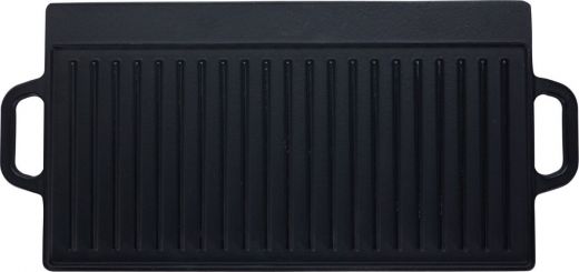 Grillplaat voor de BBQ - Gietijzer - Dubbelzijdig - Geribbeld en Gladde Kant