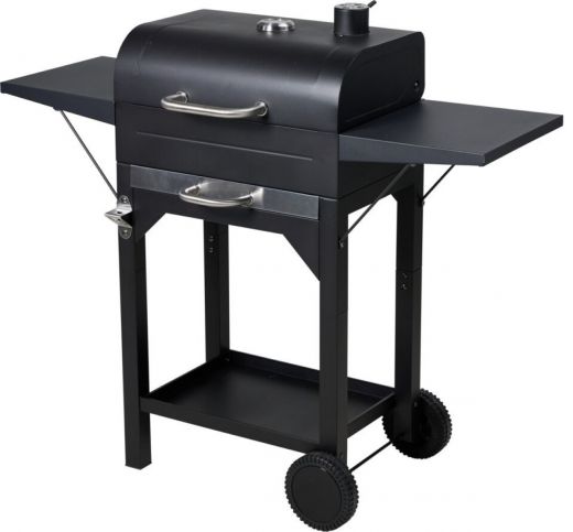 Houtskool BBQ - mat zwart - verrijdbaar