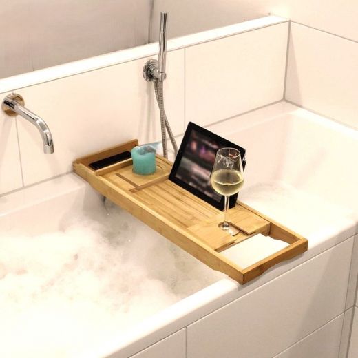 Ceruzo Badplank - Verstelbaar - Bamboe - met Boekenhouder