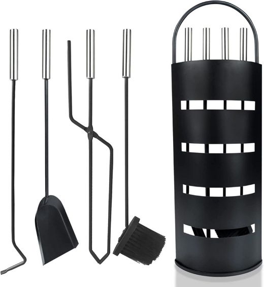 Ceruzo Openhaardset RVS zwart - 5 delig