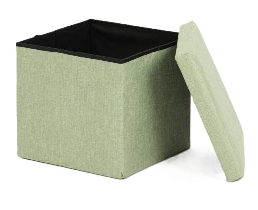 Ceruzo Poef - Groen - 38x38x38 cm - Opvouwbaar - Hocker met Opbergruimte