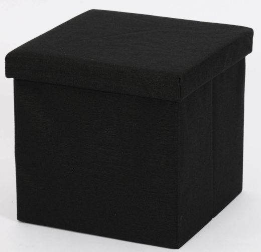 Ceruzo Poef - Zwart - 38x38x38 cm - Opvouwbaar - Hocker met Opbergruimte