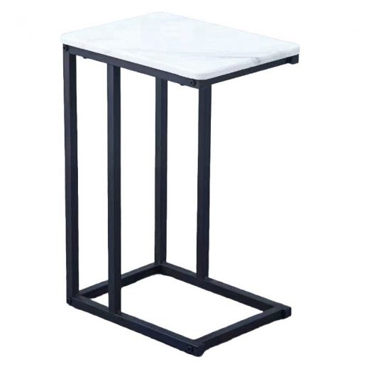 Ceruzo Bijzettafel - Banktafeltje - Metaal en MDF - Wit Gemarmerd