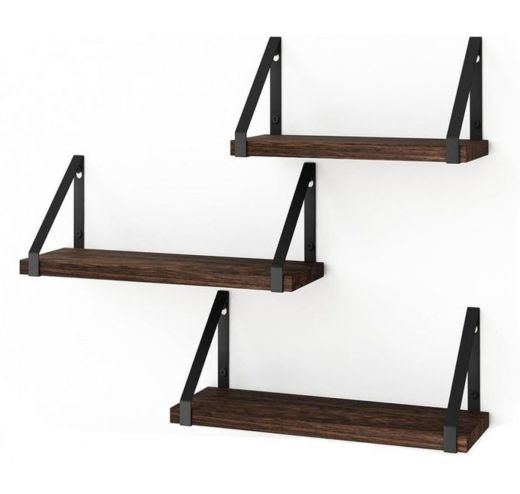 Ceruzo Wandplank Zwevend - Set van 3 - 40/35/30 x 12 cm - Vintage