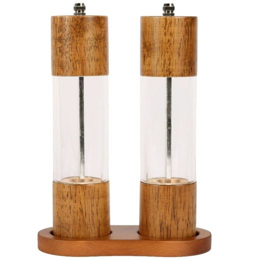 Ceruzo Pepermolen en Zoutmolen set - 21cm - Instelbare Maalgraad - Eikenhout