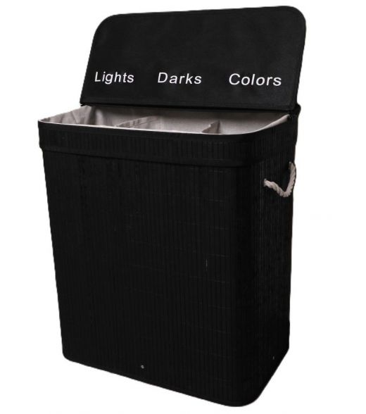 Ceruzo Wasmand met 3 Vakken - Wassorteerder - Zwart